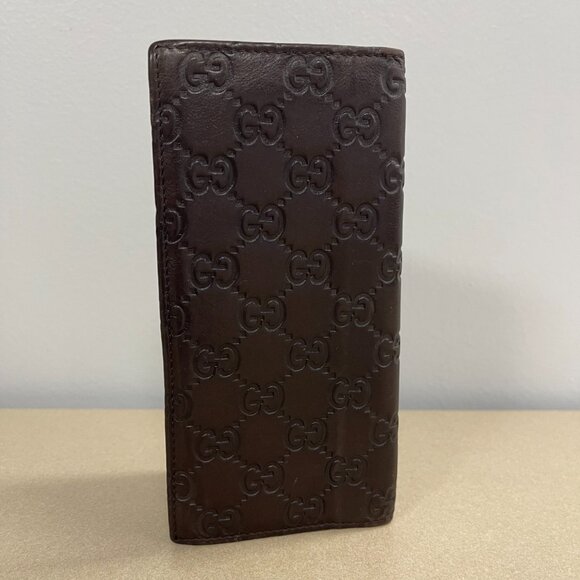 GUCCI Dark Brown GG Guccissima Leather Bifold Long Wallet - Preowned - Picture 1 of 11